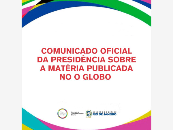 COMUNICADO OFICIAL DO MUSEU DA IMAGEM E DO SOM DO RIO DE JANEIRO SOBRE A MATÉRIA PUBLICADA NO JORNAL O GLOBO